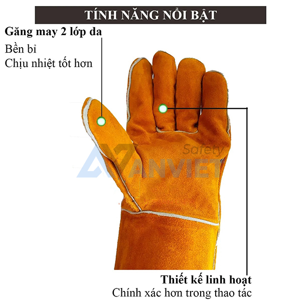 Găng tay bảo hộ EW 14 được làm bằng da lộn mềm mại, độ bền cao, có miếng lót ở lòng bàn tay giúp giảm độ mài mòn, tăng tuổi thọ