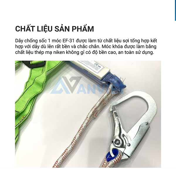 Dây chống sốc 1 móc Adela EF-31 được thiết kế thêm một móc treo được làm từ thép mạ Niken, không gỉ sét