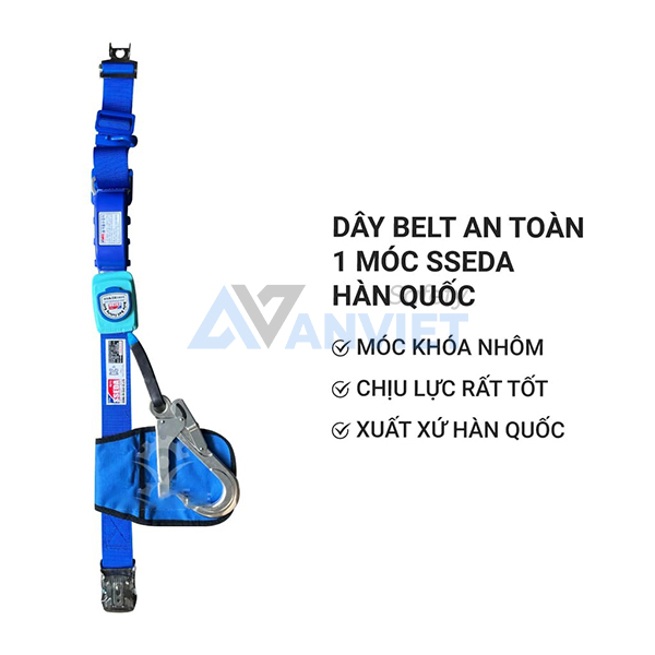 Dây đai an toàn SSEDA 1 móc nhôm chịu lực rất tốt lên đến hơn 1500kg,