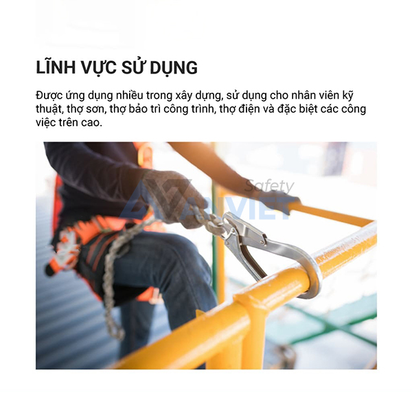 Dây an toàn chống sốc 2 móc Adela EF-32 dùng cho nhân viên kỹ thuật sửa cấu tháp, thợ sơn, thợ bảo trì công trình, thợ điện