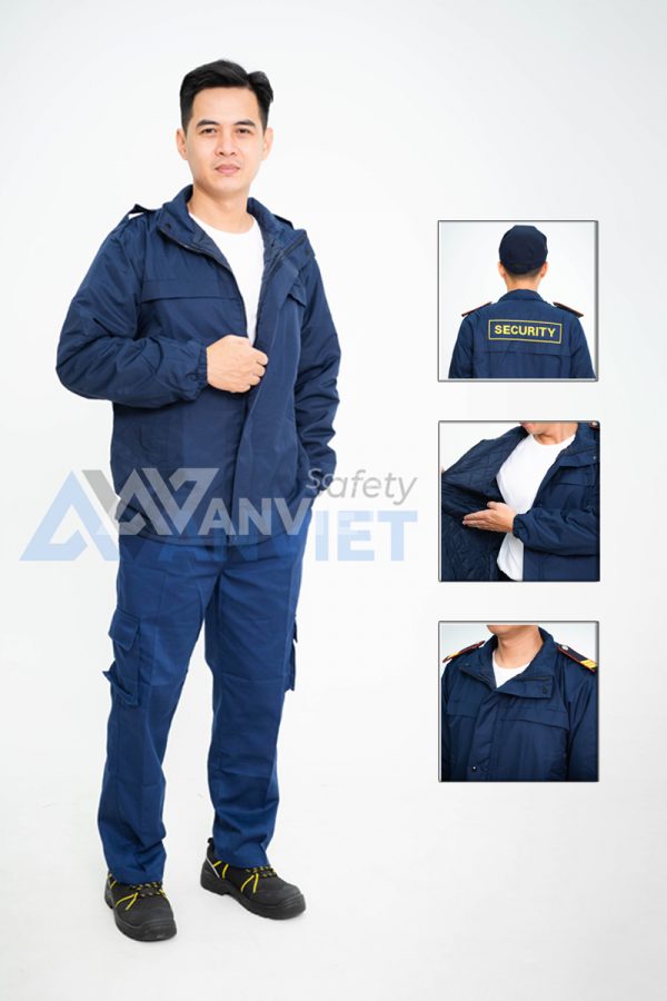 Áo khoác gió bảo vệ mùa đông in chữ Security BH14A, Size 6 (XL)