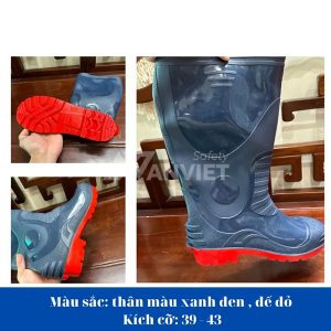 Ủng cao su Hoa San mũi thép, đế thép chống đinh U115, Màu Xám - Size 41