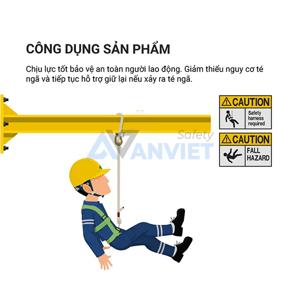 Dây treo an toàn chống sốc 2 móc Adela EF-32 giúp giữ an toàn cho công nhân làm việc trên cao