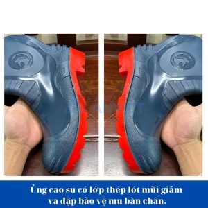 Ủng cao su Hoa San mũi thép cao cấp U114, Màu xanh dương - Size 42